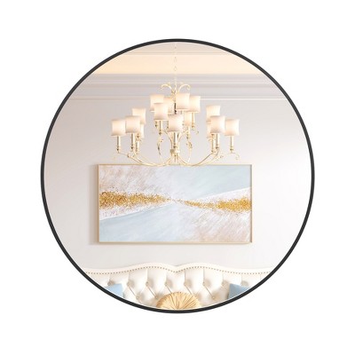 24-Inch Black Metal Round Mirror at Target