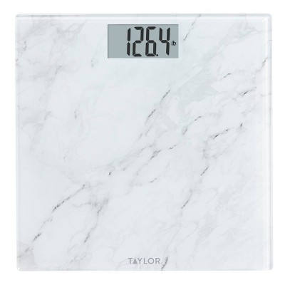 Taylor Digital Glass Bathroom Scale, Marble Design White