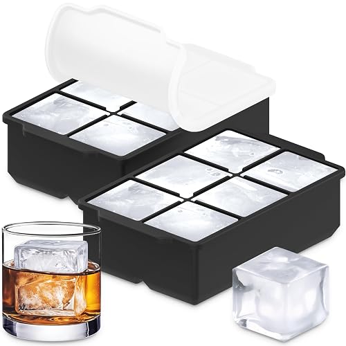 KitchFort Large 2 Inch Silicone Ice Cube Trays, 2 Pack