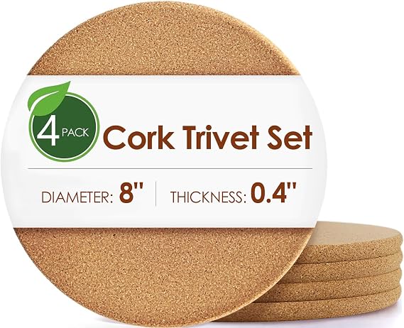 Round Cork Trivets, Four-Pack
