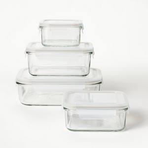 8pc (Set of 4) Glass Food Storage Container Set, Clear, Figmint