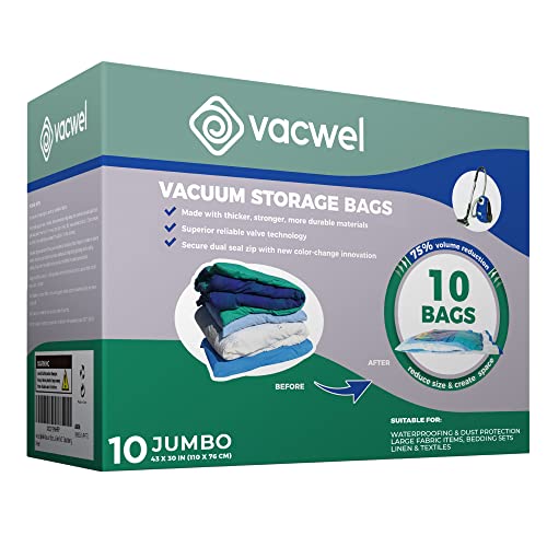 Vacwel 10-Pack Jumbo Vacuum Sealed Bags