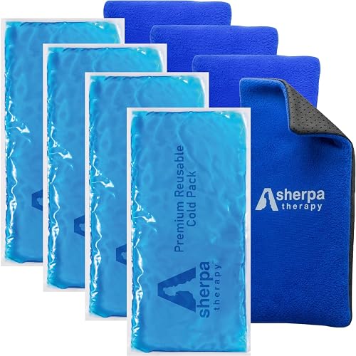 Flexible Cold Gel Ice Packs, 9.5 x 4.5 Inch, 4 Pack