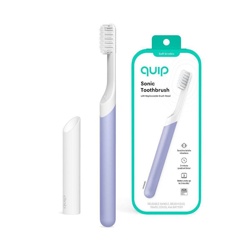 quip sonic toothbrush in lavender with cap and box