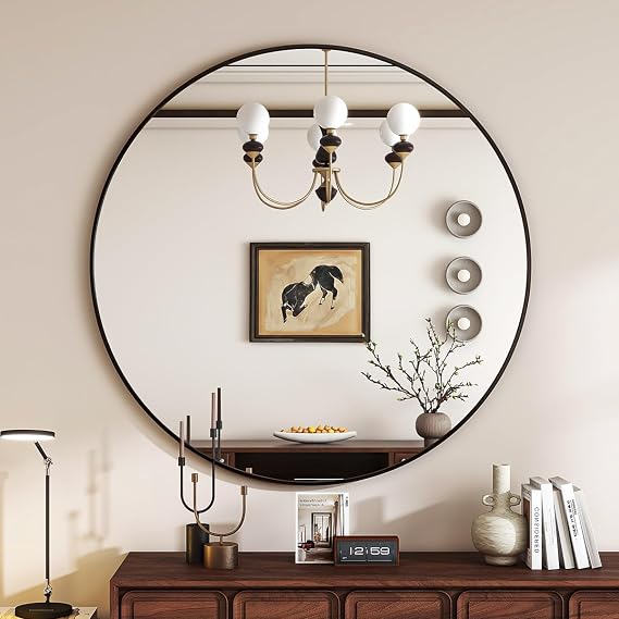 VETROVUE 24-Inch Black Round Mirror