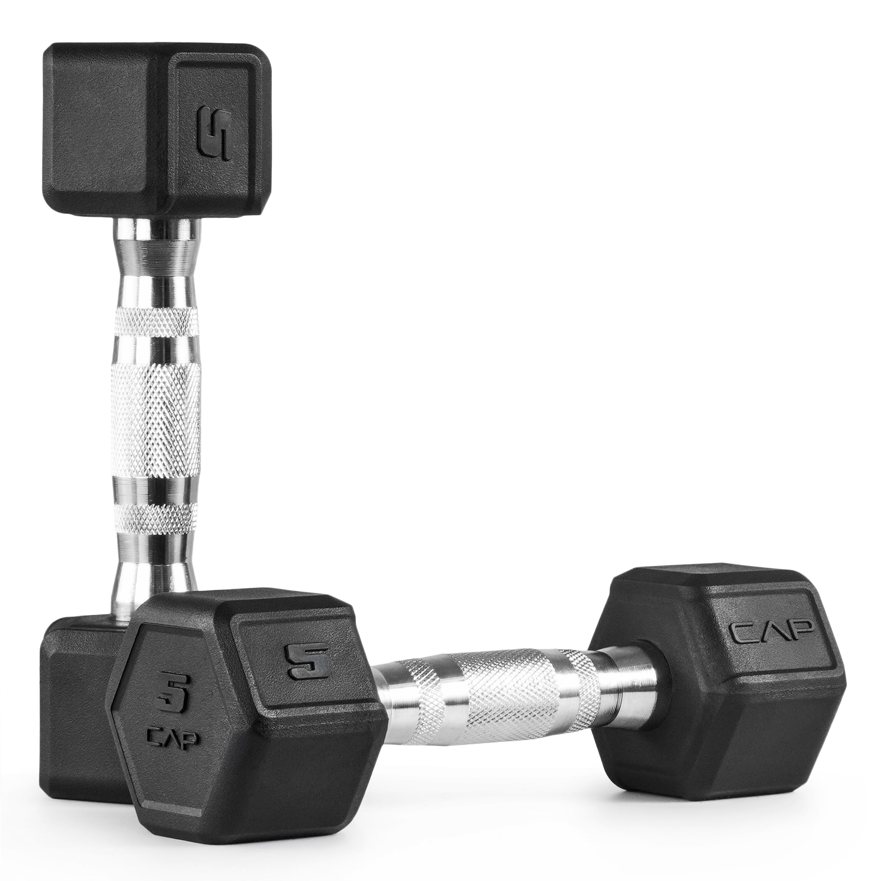 CAP 5 lb Premium Rubber Hex Dumbbell Pair