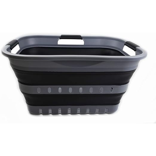 SAMMART 30L Folding Basket, Grey/Black