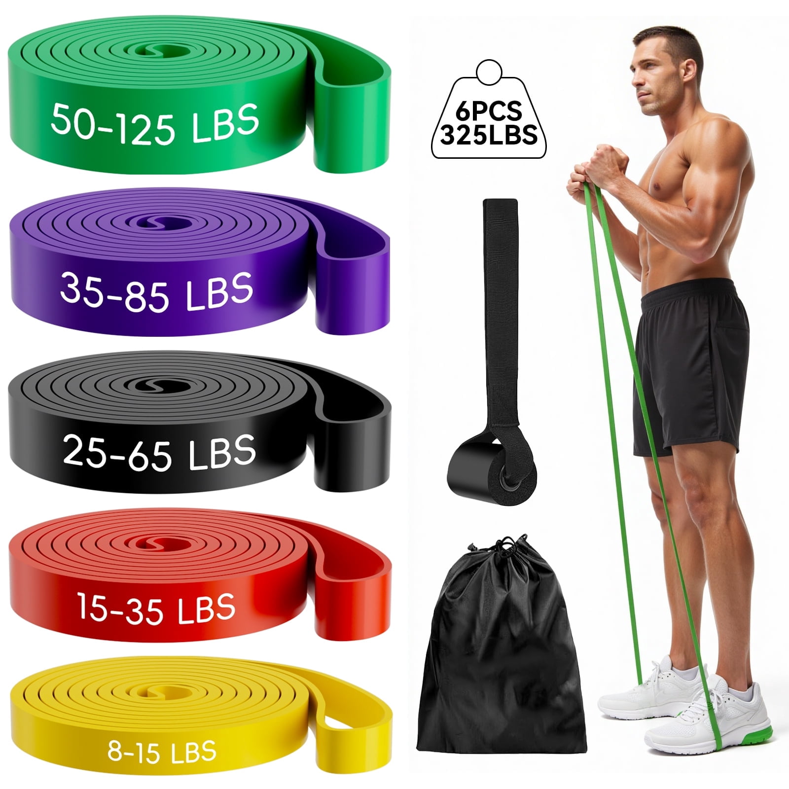 KAMIDA 6-Piece Pull-Up Assistance Bands Set