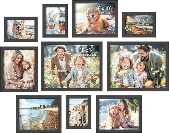SONGMICS Black Mixed-Size Frame Set of Ten