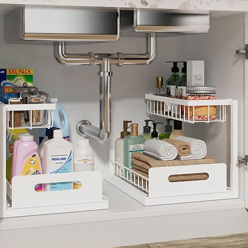 REALINN L-Shaped 2-Tier Pull-Out Organizer