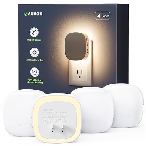 AUVON Motion and Dusk Sensor Backlit Night Light 4-Pack
