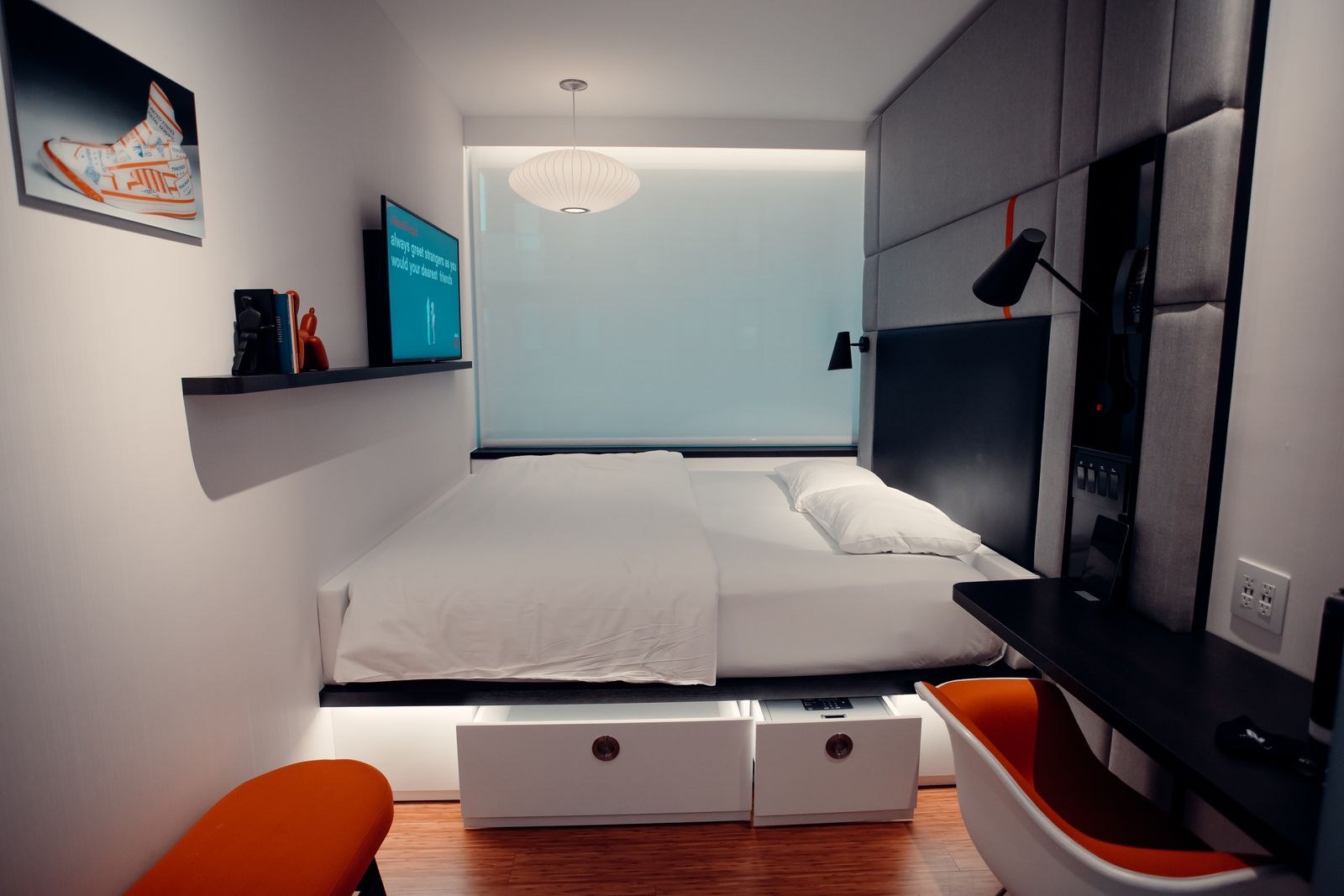 Bed with storage drawers underneath