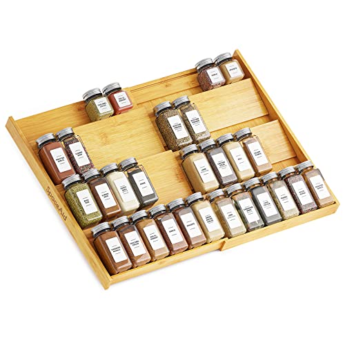 SpaceAid Bamboo Spice Drawer Organizer, 4-Tier