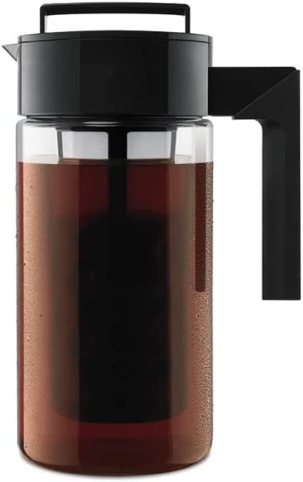 Takeya 1-quart cold brew pitcher with black lid and filter