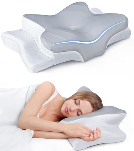 Cooling Pillow for Neck Support, Adjustable Cervical Contour Memory Foam Pillow, Orthopedic