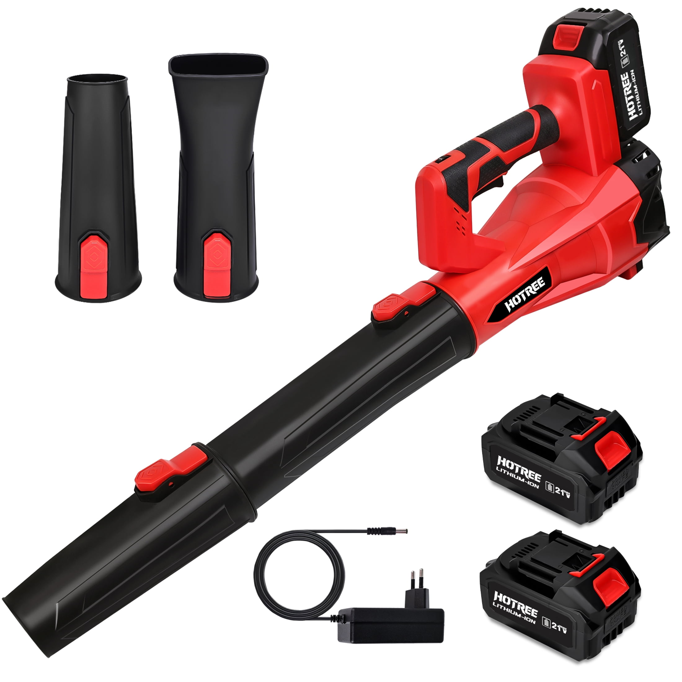 HOTREE Cordless Electric Leaf Blower, 480 CFM, 6 Speeds, 2 Batteries