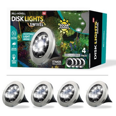 Bell and Howell 8 LED Swivel Solar Disk Lights 4 Pack