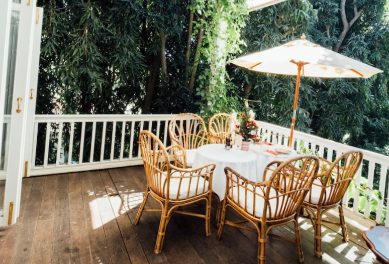 Vintage dinner table and vintage house