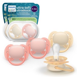 Philips Avent Ultra Soft Pacifiers 0-6m, Sand/Soft Pink, 4pk
