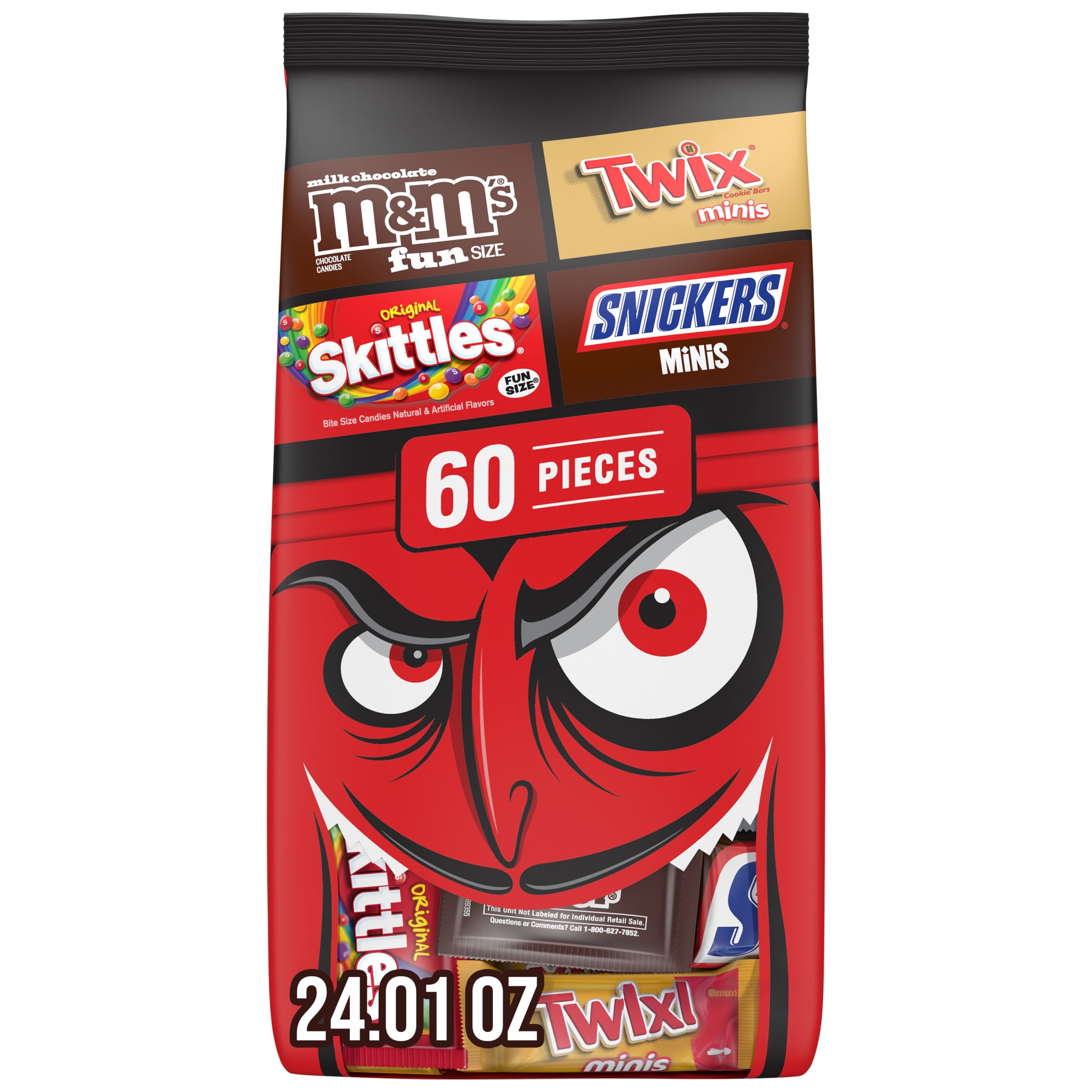 Mars halloween variety bag with M&M's, Snickers, Skittles and Twix