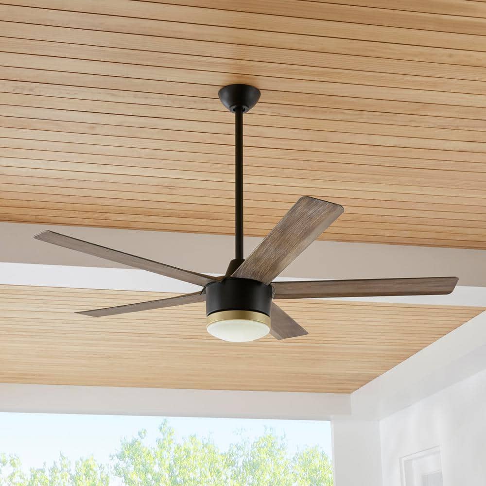 Home Decorators Collection Merwry 56" LED Indoor/Outdoor Ceiling Fan (Matte Black)