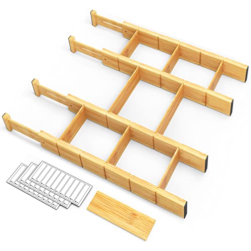 SpaceAid Bamboo Drawer Dividers with Inserts and Labels
