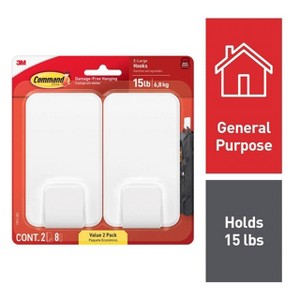 Command 2ct Jumbo Double Hook, White