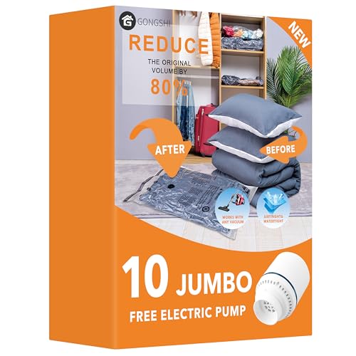 GONGSHI Vacuum Storage Bags with Electric Pump 10-Pack