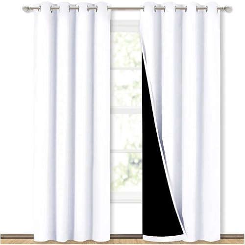 NICETOWN White 100% Blackout Curtains 84 Inch