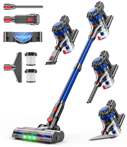 KARDV Cordless Vacuum Cleaner, 500W/40Kpa, 60Mins Stick Vacuum with LED Display, Anti-Tangle, Wall Mount Charging, 8 in 1