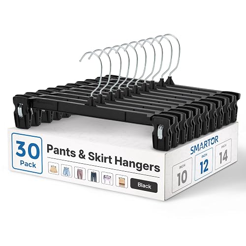 Smartor Pants and Skirt Hangers with Clips, 30 Pack