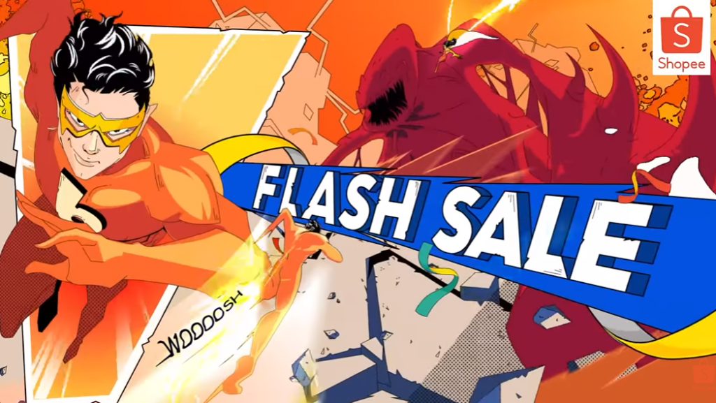Shopee comic illustration flash sale