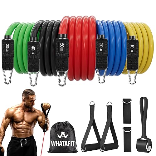 WHATAFIT Resistance Bands with Handles, 150 lb