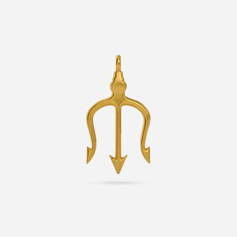 7879 solid 24K gold trident pendant