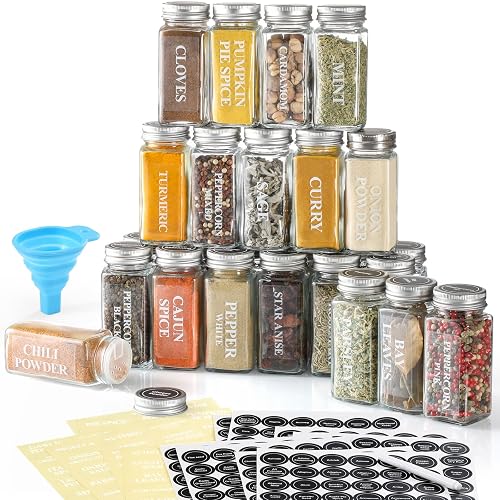 AOZITA 24-Piece Glass Spice Jar Set with Labels