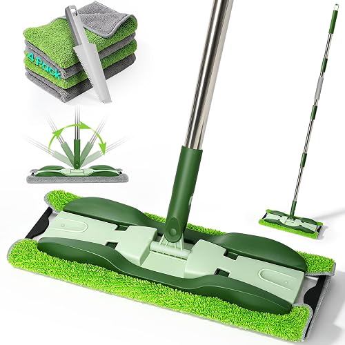 Microfiber Flat Floor Mop with 4 Washable Pads