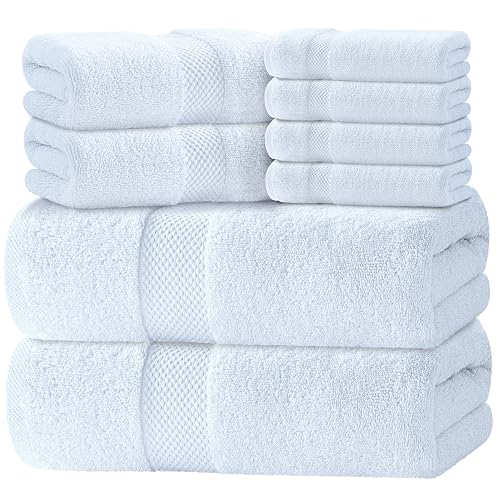 White Classic Luxury White Bath Towel Set of 8