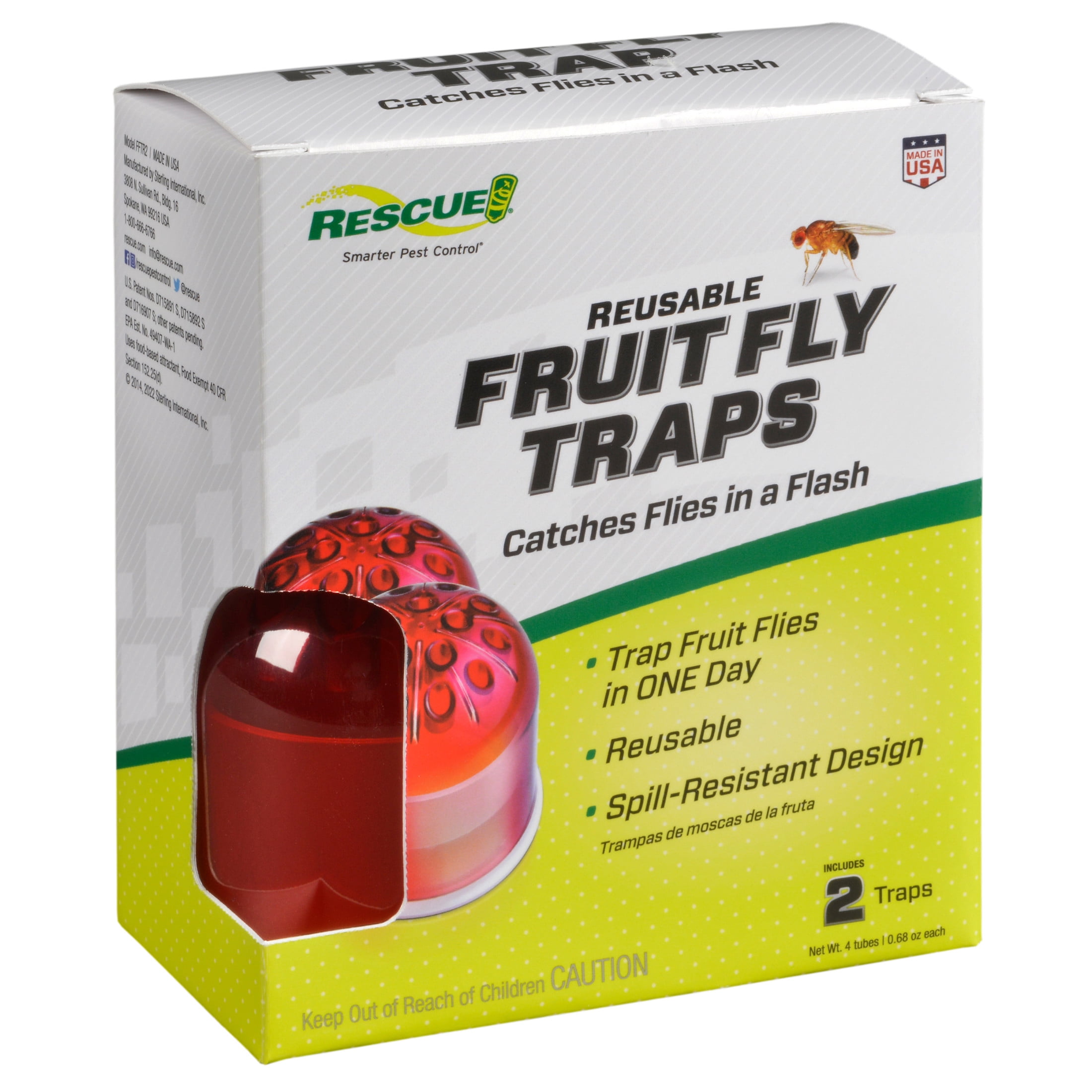 RESCUE! Reusable Indoor Fruit Fly Trap, 2 Pack