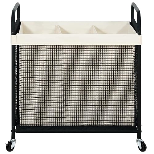 STO STO 3-Section Rolling Laundry Sorter, 120L