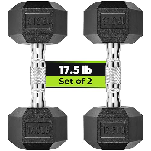 HANDBODE Rubber Hex Dumbbell Set of 2, 2.5 to 65 lb