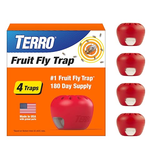 TERRO Fruit Fly Trap 4-Pack with 180 Day Lure