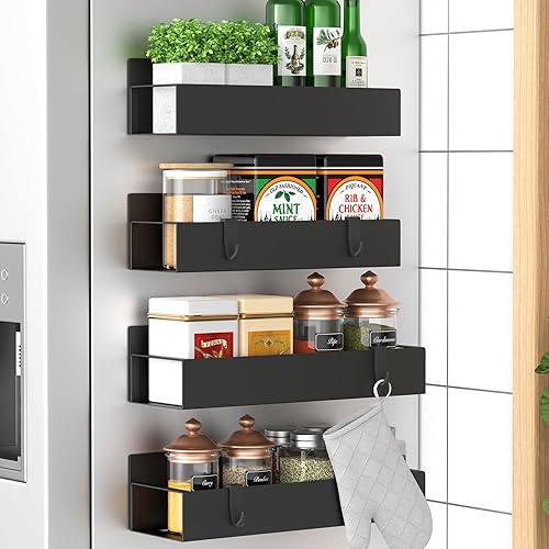 HuggieGems Magnetic Spice Rack for Refrigerator, 4 Pack