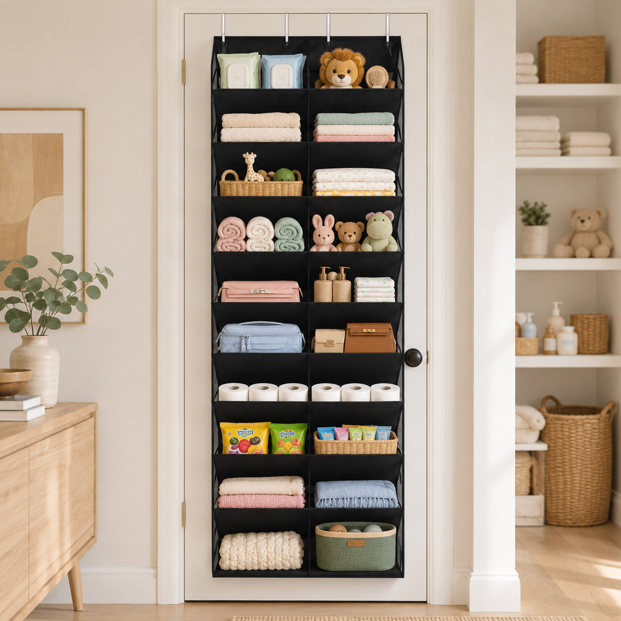20-Pocket Black Over-the-Door Shoe Organizer