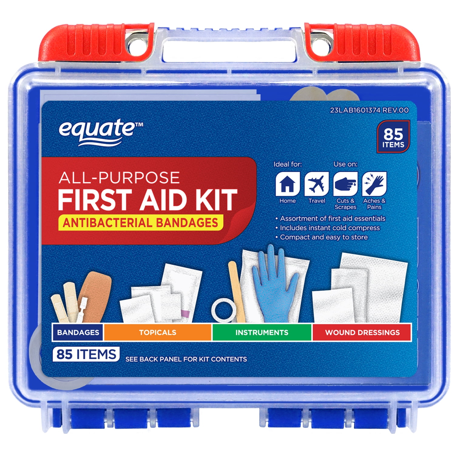 Equate On-the-Go First Aid Kit, 85 Pieces