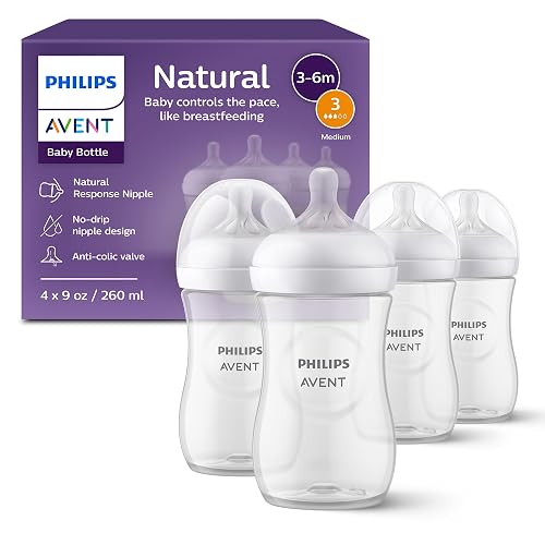 Philips Avent Natural Baby Bottles, 9 oz, 4-Pack