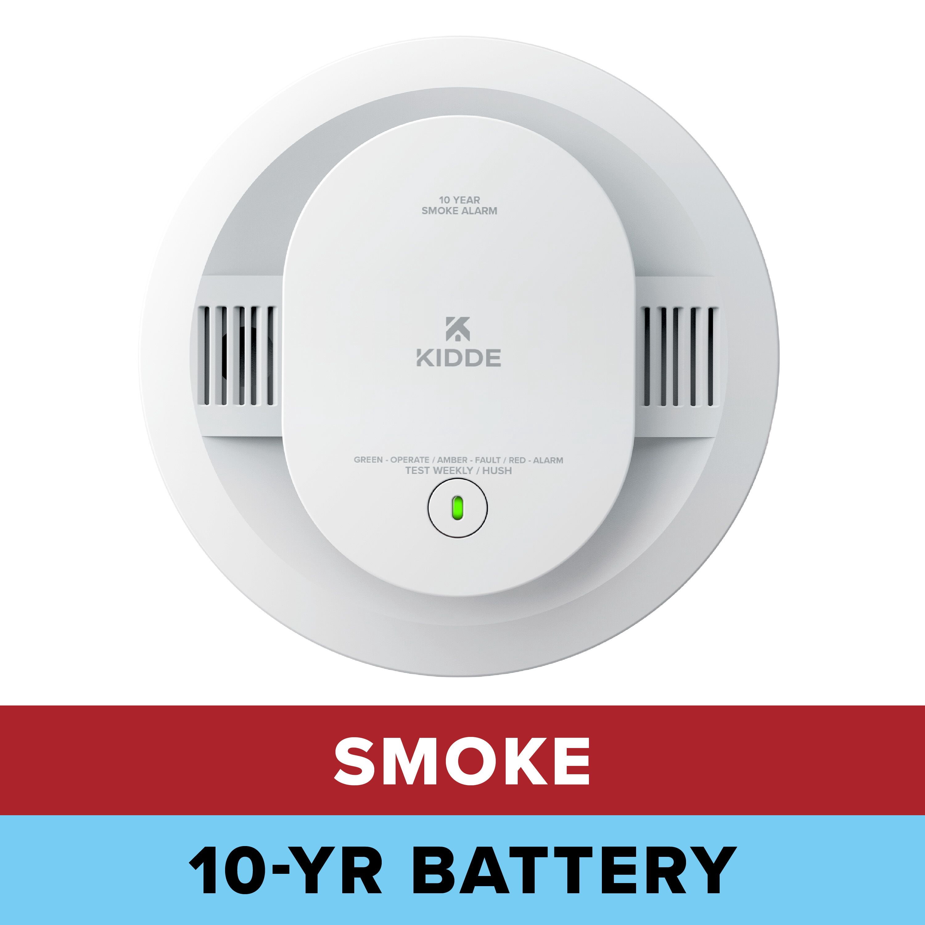 Kidde 10-Year Sealed Lithium Battery Photoelectric Smoke Alarm, 5-Inch