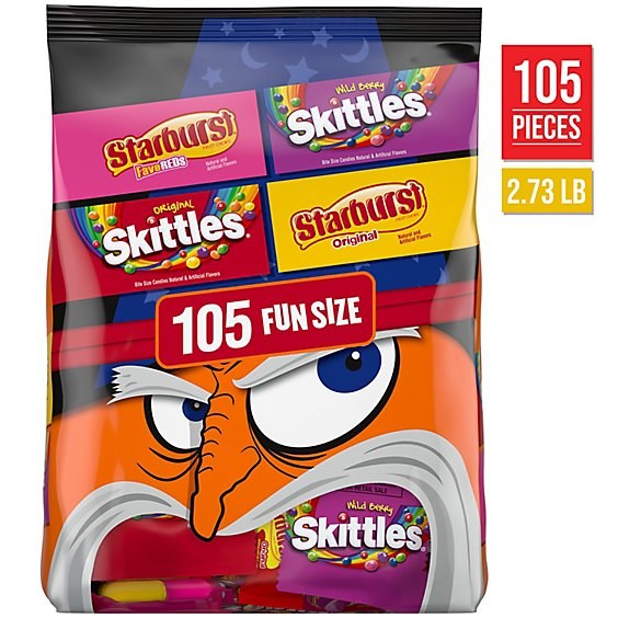 Skittles and Starburst halloween fun size bulk bag