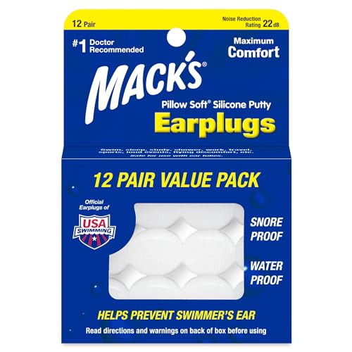 Mack's Pillow Soft Silicone Putty Earplugs, 12 Pair