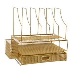 Martha Stewart Ryder Gold Mesh Large Desktop Organizer with Drawer