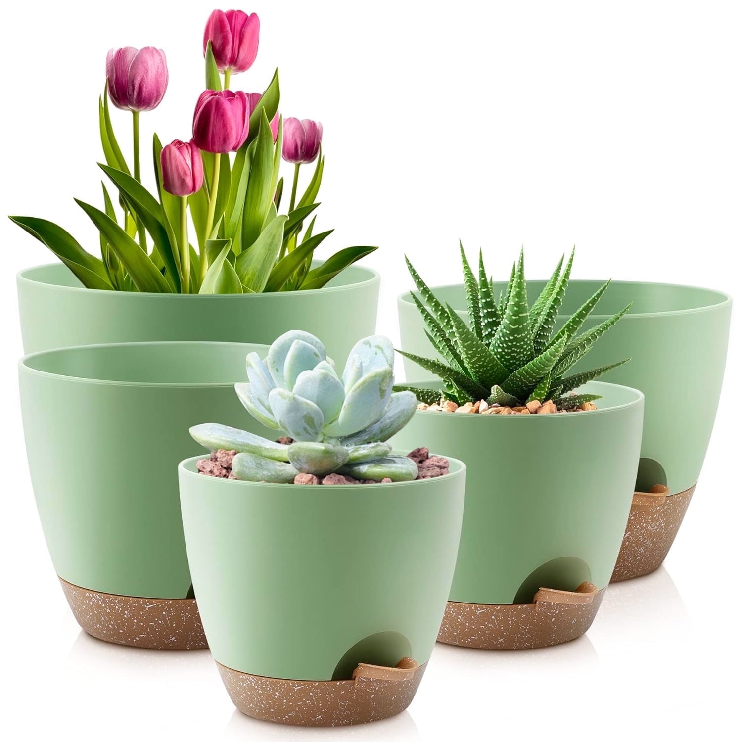 FOUKUS Self-Watering Plant Pots Set of 5